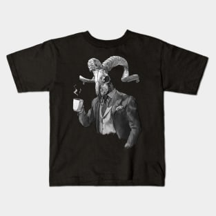 Humanoid Ram Skull in a Suit Kids T-Shirt